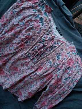 Boho Floral Peasant Blouse - Pink